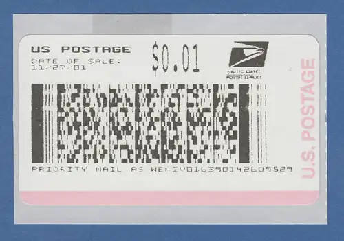 USA IBM Neopost APC "ATM"  PRIORITY MAIL , Druckdatum 11/27/01 **