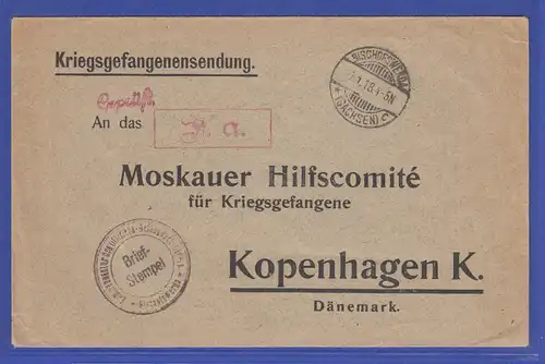 1918 Kriegsgefangenen-Sendung an  Moskauer Hilfskomité Kopenhagen, Bischofswerda