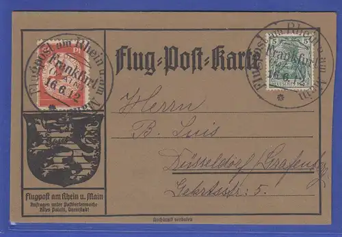 "Flugpost am Rhein u. am Main" Karte mit Mi.-Nr. II aufg. in Frankfurt 16.6.1912