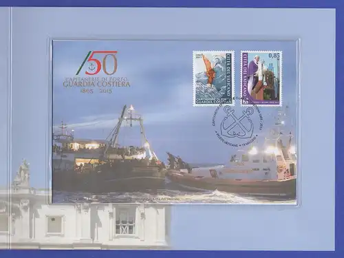 Vatikanstaat 2015 Folder CAPITANERIE DI PORTO GUARDIA COSTIERA Marke auf FDC