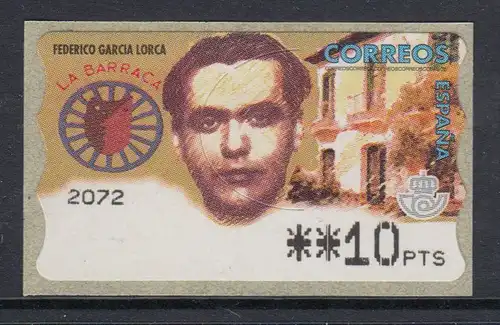 Spanien ATM Federico García Lorca, Druck Mobba 4-stellig, Mi.-Nr. 21.2
