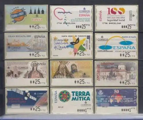 Spanien Automatenmarken ATM-Jahrgang 2000 alle 12 Ausgaben kpl. Mi.-Nr. 38-49 **