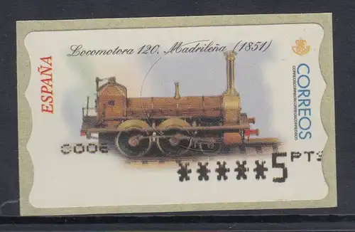 Spanien ATM Lokomotive 120 Madrilena, Druck 6-stellig breit, Mi.-Nr. 50.6