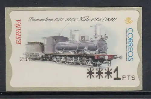 Spanien ATM Lokomotive 030-2103 Norte, Druck 4-stellig breit, Mi.-Nr. 53.2