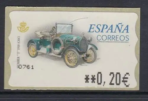 Spanien ATM Oldtimer, Humber T,  Wert in € 5-stellig schmal  Mi.-Nr. 75.3