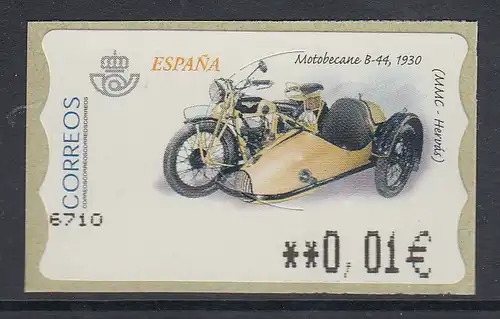 Spanien ATM Motorrad Motobécane B-44 Wert in € 5-stellig schmal  Mi.-Nr. 80.3
