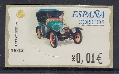 Spanien ATM Oldtimer Peugeot Bébé, Wert in € 4-stellig schmal, Michel unbekannt