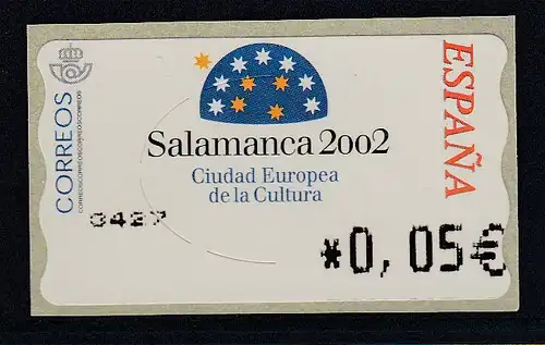 Spanien ATM Kulturhauptstadt Salamanca, Wert in € 4-stellig breit, Mi.-Nr. 95.2