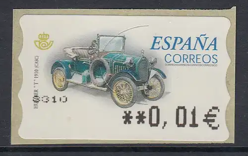 Spanien ATM Oldtimer Humber T, Wert in € 5-stellig breit, Mi.-Nr. 75.4