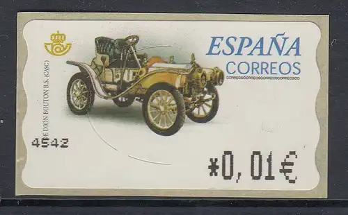 Spanien ATM Oldtimer De Dion-Bouton Wert in € 4-stellig schmal, Mi.-Nr. 74.1