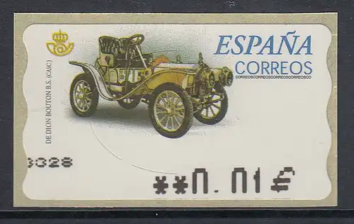 Spanien ATM Oldtimer De Dion-Bouton, Wert in € 5-stellig breit, Mi.-Nr. 74.4