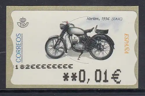 Spanien ATM Motorrad Narcla, Wert in € 5-stellig breit, Mi.-Nr. 78.4
