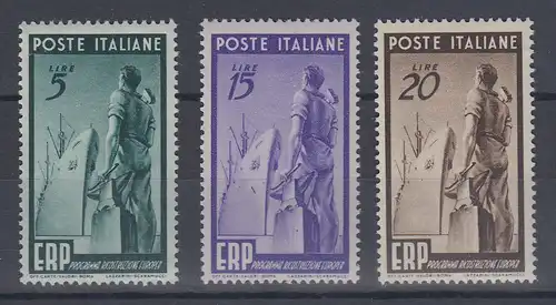 Italien 1949  Marshallplan ERP ,  Mi.-Nr. 774-776 Satz kpl. **