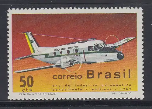Brasilien 1969 Flugzeug Bandeirante  Mi.-Nr. 1237 **  Brasil RHM C-656