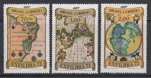 Brasilien 1972 EXFILBRA Landkarten, Mi.-Nr. 1333-1335 **  Brasil RHM C-749-751