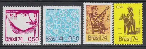 Brasilien 1974 Volkskunst, Mi.-Nr. 1454-1457 **  Brasil RHM C-859-862