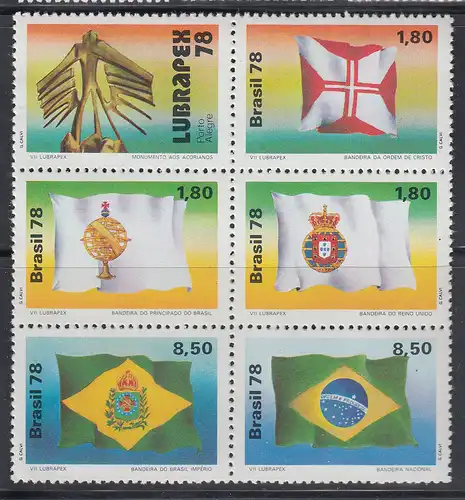 Brasilien 1978 Historische Flaggen, Mi.-Nr. 1671-1675 **  Brasil RHM C-1055-1059