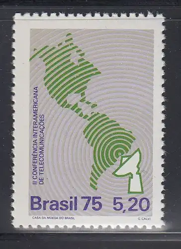 Brasilien 1975 Telekommunikation, Mi.-Nr. 1511 **  Brasil RHM C-912