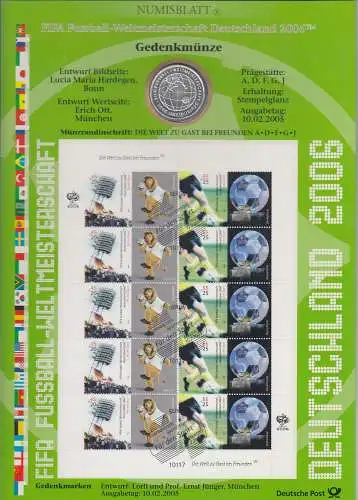 Bundesrepublik Numisblatt Fussball-WM / 2005  mit 10-Euro-Silbermünze