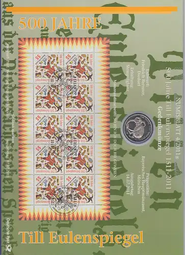 Bundesrepublik Numisblatt 4/2011 Till Eulenspiegel mit 10-Euro-Gedenkmünze 