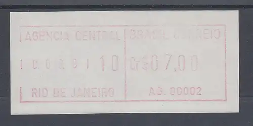 Brasilien ATM AG.00002 aus ORTSAUTOMAT Rio Hauptp. mit ET-Datum. SEHR SELTEN ! 