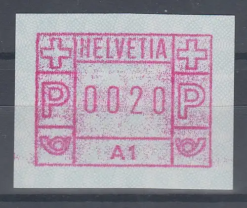 Schweiz 1976, 1. FRAMA-ATM Ausgabe A1 **, Wert 0020