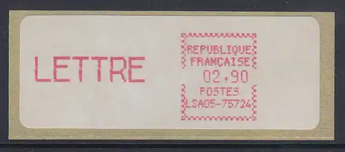 Frankreich ATM CGA-Alcatel LSA05-75724, höherer Wert LETTRE 02,90 **  xb