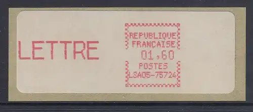 Frankreich ATM CGA-Alcatel LSA05-75724, Einzelwert LETTRE 01,60 **  xb