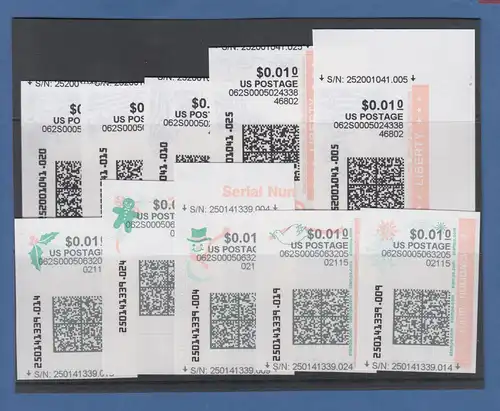 USA Internet-Frankaturmarken mit schwarzem Druck (keine ATM), Lot 10 Stück