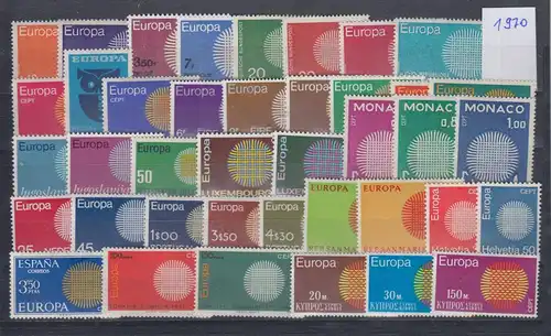Europa-CEPT Jahrgang 1970 komplett postfrisch ** in einwandfreier Qualität