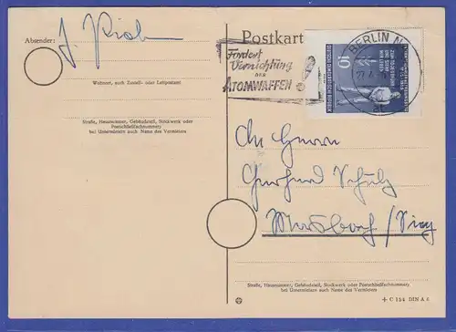 DDR 1955 Blockmarke Mi.-Nr. 459B als EF auf Postkarte aus Berlin