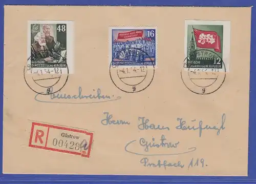 DDR 1954  Karl Marx Blockmarken Mi.-Nr. 387B und 391B auf R-Brief aus Güstrow