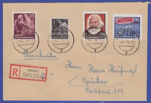 DDR 1954  Karl Marx Blockmarken Mi.-Nr. 389B und 393B auf R-Brief aus Güstrow
