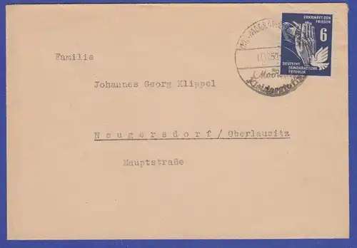 DDR 1950 Mi.-Nr. 276 als EF auf Brief gel. von Meerane nach Neugersdorf