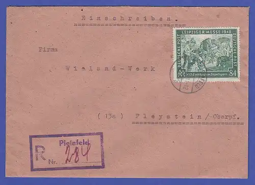 All.-Besetzung R-Brief von Pleinfeld gelaufen nach Pleystein , EF Mi.-Nr. 968