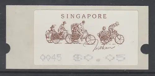 Singapur Almex-ATM 5. Ausgabe Trishaw (Rikscha),  Mi.-Nr. 5 **