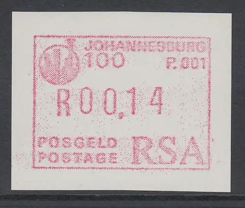 Südafrika FRAMA-ATM 100 Jahre Johannesburg  Mi.-Nr. 2c **