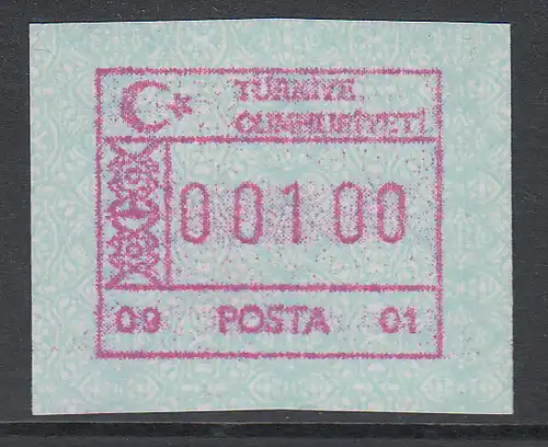 Türkei FRAMA ATM  Ausgabe 1992 mit Aut.-Nr. 09 - 01, Mi.-Nr. 2.5 **