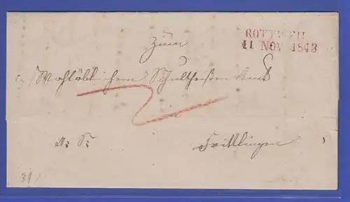 Vorphila-Brief mit Stempel ROTTWEIL in rot aus dem Jahr 1843 