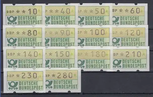 Deutschland ATM Mi.-Nr. 1.1hu Satz 14 Werte 10-280 Pfg. kpl. ** 