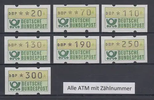 Deutschland ATM Mi.-Nr. 1.1hu 7 Ergänzungswerte 20-300 Pfg. **  alle mit Nummer