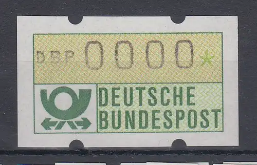 Deutschland ATM 1. Ausgabe Postemblem Testdruck DBP 0000 **