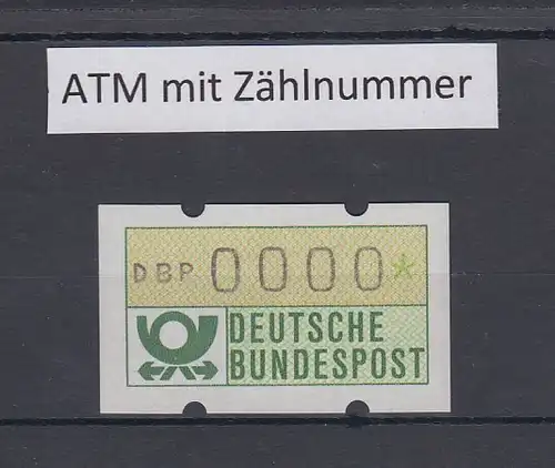 Deutschland ATM 1. Ausgabe Postemblem Testdruck DBP 0000 ** mit Zählnummer !