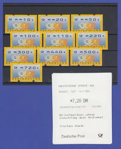 Deutschland ATM 3 Posthörner, DM-Währung Sielaff, Mi.-Nr. 3.3 Satz 10-720 ** AQ