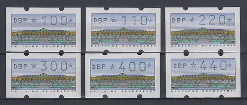 Deutschland ATM Sanssouci Typ K Satz 6 Werte 100-440 Pfg, Mi.-Nr. 2.1.1 VS3 ** 