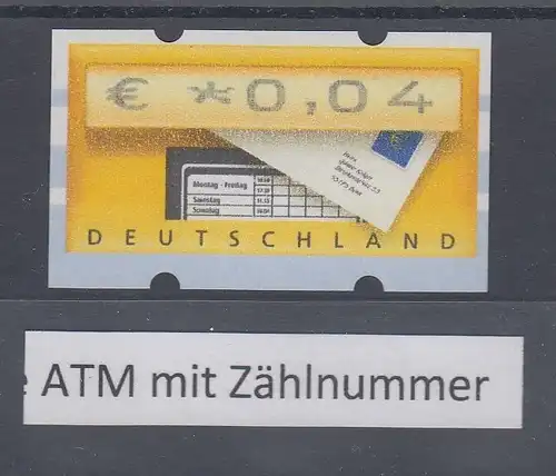 Deutschland ATM Briefkasten Druck Samkyung Mi-Nr. 5.2 Wert €*0,04 mit Zählnummer