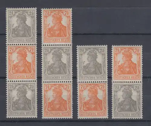 Germania Zusammendrucke aus Automatenrollen, Farbe a orange, alle 4 ZSD **