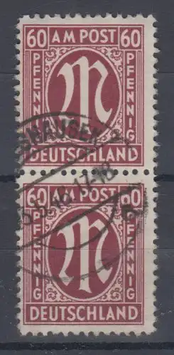 Bizone AM-Post 60Pfg-Wert Mi.-Nr. 33bAz senkrechtes Paar sauber gestempelt.