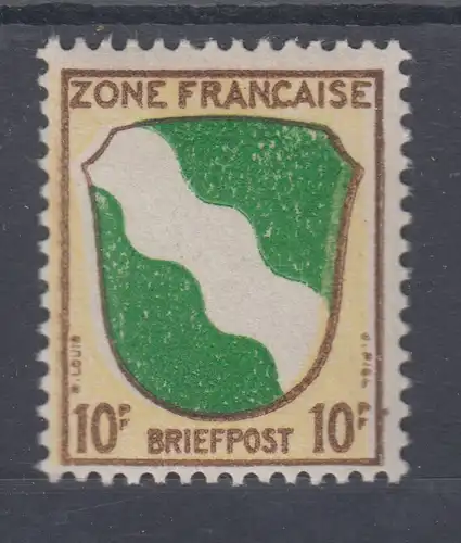 Französische Zone Wappen 10Pfg, seltener Wert, Mi.-Nr. 5 einwandfrei **