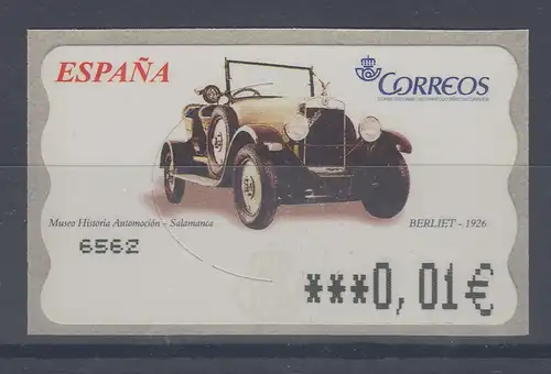 Spanien ATM Oldtimer Berliet, Wert in € 6-stellig schmal, Mi.-Nr. 140.6
